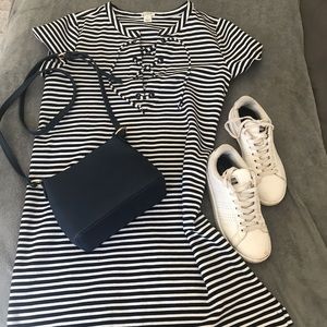J CREW stripped dress navy and white